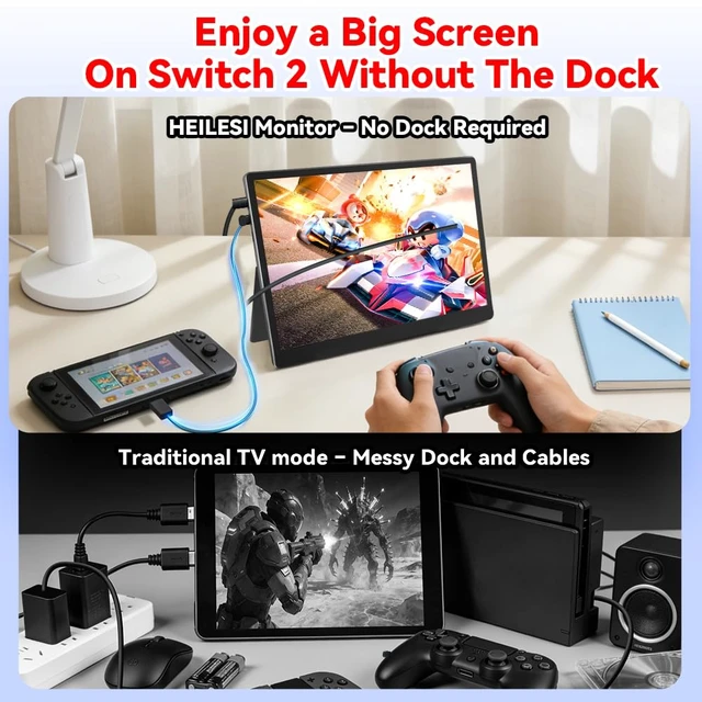 Alt view image 2 of 7 - S135 13.5 Inches Portable Monitor for Switch/Switch 2 Laptop 2256*1504P Travel Mini Monitor IPS Display 100% sRGB Built-in Speakers Mini HDMI for PC Desktops Office Xbox PS4/5 Console