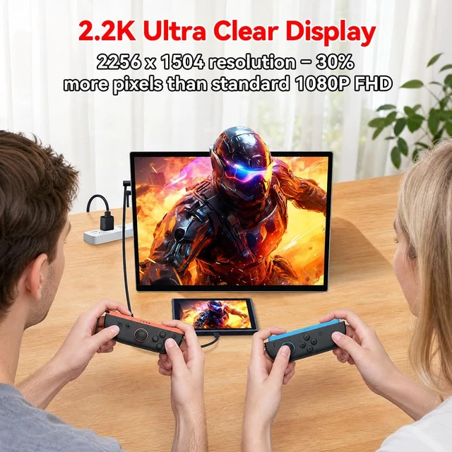 Alt view image 3 of 7 - S135 13.5 Inches Portable Monitor for Switch/Switch 2 Laptop 2256*1504P Travel Mini Monitor IPS Display 100% sRGB Built-in Speakers Mini HDMI for PC Desktops Office Xbox PS4/5 Console