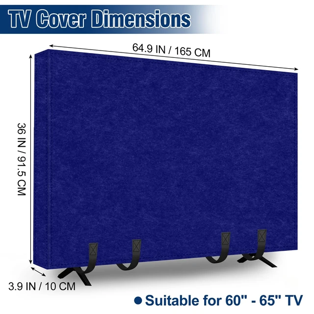 Alt view image 2 of 7 - 60"65" TV Cover for Moving, Thick Felt Dust Anti-Scratch, Blue TV Screen Cover with Bottom Strap for TV Moving, Home Renovation & Pet Scratch or Other Furniture