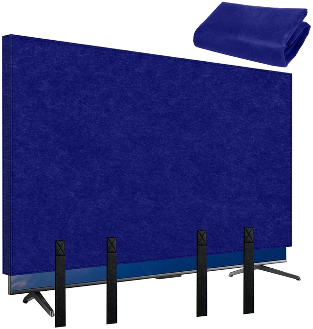 Main image of 60"65" TV Cover for Moving, Thick Felt Dust Anti-Scratch, Blue TV Screen Cover with Bottom Strap for TV Moving, Home Renovation & Pet Scratch or Other Furniture