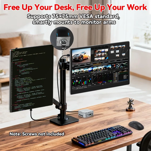 Alt view image 6 of 7 - S135 13.5 Inches Portable Monitor for Switch/Switch 2 Laptop 2256*1504P Travel Mini Monitor IPS Display 100% sRGB Built-in Speakers Mini HDMI for PC Desktops Office Xbox PS4/5 Console