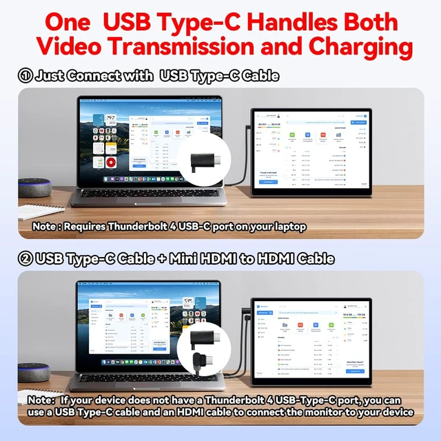Alt view image 7 of 7 - S135 13.5 Inches Portable Monitor for Switch/Switch 2 Laptop 2256*1504P Travel Mini Monitor IPS Display 100% sRGB Built-in Speakers Mini HDMI for PC Desktops Office Xbox PS4/5 Console