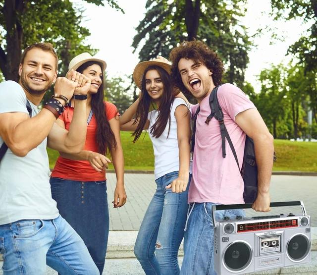 Alt view image 5 of 7 - Boombox Radio Cassette Player Recorder, AM/FM -SW1/SW2 Radio, Wireless Streaming, USB/Micro SD Slots, Aux in, Headphone Jack, Convert Cassettes to USB/SD, Classic 80s Style Retro, Silver