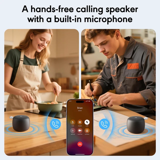 Alt view image 3 of 7 - Portable Bluetooth Speaker, Ultra Compact with Bluetooth 5.4 & TF Card Slot 10H Playtime, TWS Stereo, Hands-Free Calling, Perfect Wireless Mini Speaker for Travel, Outdoor, Gifts