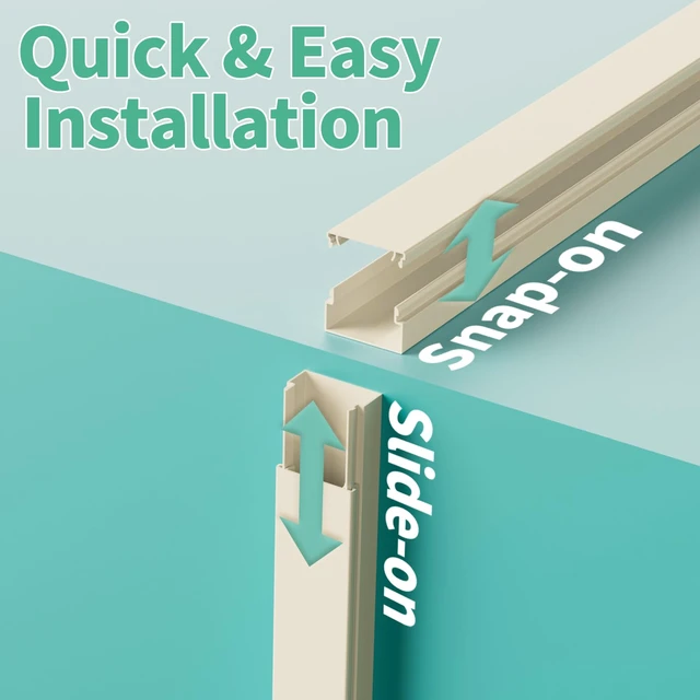 Alt view image 4 of 7 - Cord Hider, 100in Self-Adhesive Cord Cover Kit for Wall Mounted TV, Paintable Wire Hider, Flexible Cable Management System, Cable Raceway Conceals 2-3 Wires, W0.95 H0.55in, Beige