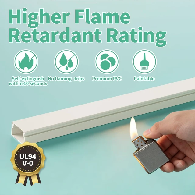 Alt view image 6 of 7 - Cord Hider, 100in Self-Adhesive Cord Cover Kit for Wall Mounted TV, Paintable Wire Hider, Flexible Cable Management System, Cable Raceway Conceals 2-3 Wires, W0.95 H0.55in, Beige