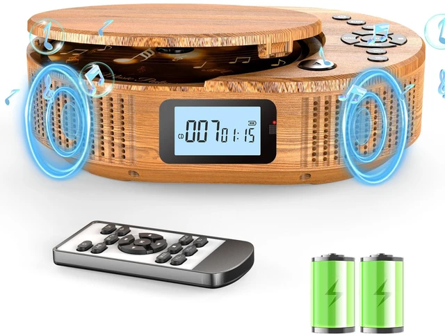 Main image of Portable CD Player & Bluetooth Speaker Combo, Rechargeable Boombox CD Players for Home/Car with Remote Control, Bluetooth CD Player with HiFi Speaker, FM Radio, Support AUX/USB, Headphone Jack