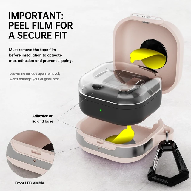 Alt view image 2 of 7 - for Galaxy Buds 4 Pro Case & Galaxy Buds 4 Case (2026), Dusty Rose Secure Lock Case with Keychain, Full-Body Shockproof Armor Protective Cover