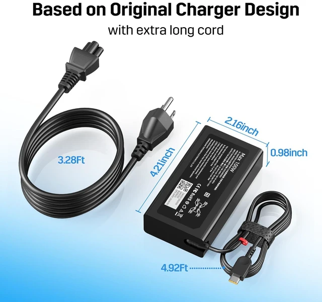 Alt view image 5 of 7 - 100W USB C Laptop Charger Compatible with Lenovo Yoga 9i 9 7i 7 Yoga Slim 7 Pro ThinkBook 16 15 IdeaPad 5 Pro 16, ADL100YLC3A, ADL100YDC3A, SA11D52396, GX21J75543, 5A11J62105 Type C Power Adapter