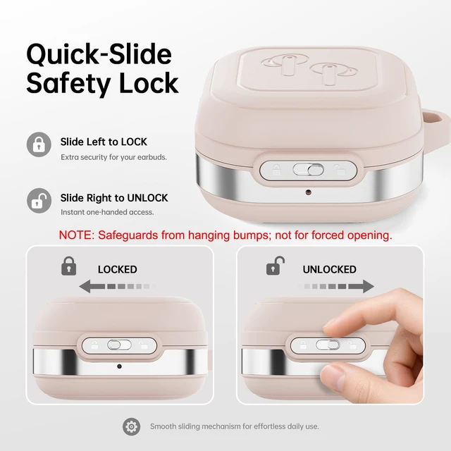 Alt view image 3 of 7 - for Galaxy Buds 4 Pro Case & Galaxy Buds 4 Case (2026), Dusty Rose Secure Lock Case with Keychain, Full-Body Shockproof Armor Protective Cover