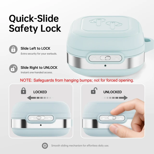 Alt view image 3 of 7 - for Galaxy Buds 4 Pro Case & Galaxy Buds 4 Case (2026), FogBlue Secure Lock Case with Keychain, Full-Body Shockproof Armor Protective Cover
