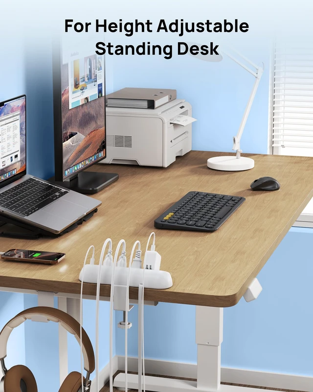 Alt view image 7 of 7 - Desk Clamp Power Strip 20W USB C, 6ft Cord, 1700J, ETL Listed Surge Protector with 4 Outlets 4 USB Ports, Flat Plug, Fits 1.97 inch Tabletop Edge, for Home Office Accessories, White