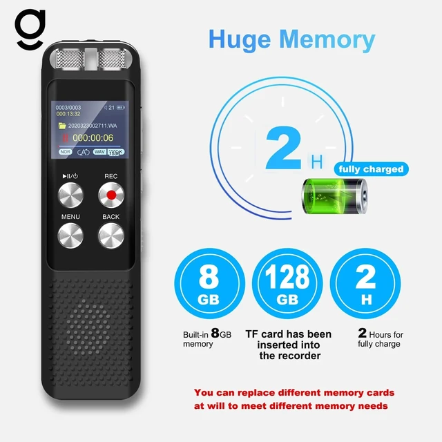 Alt view image 2 of 7 - 136B Diital Voice Recorder: Voice Activated Recorders with Playback, Audio Recordin Device for Lectures Meetins, Dictaphone Sound Portable Tape Recorder with Password USB
