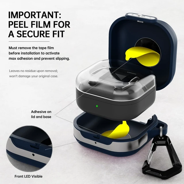 Alt view image 2 of 7 - for Galaxy Buds 4 Pro Case & Galaxy Buds 4 Case (2026), Navy Secure Lock Case with Keychain, Full-Body Shockproof Armor Protective Cover