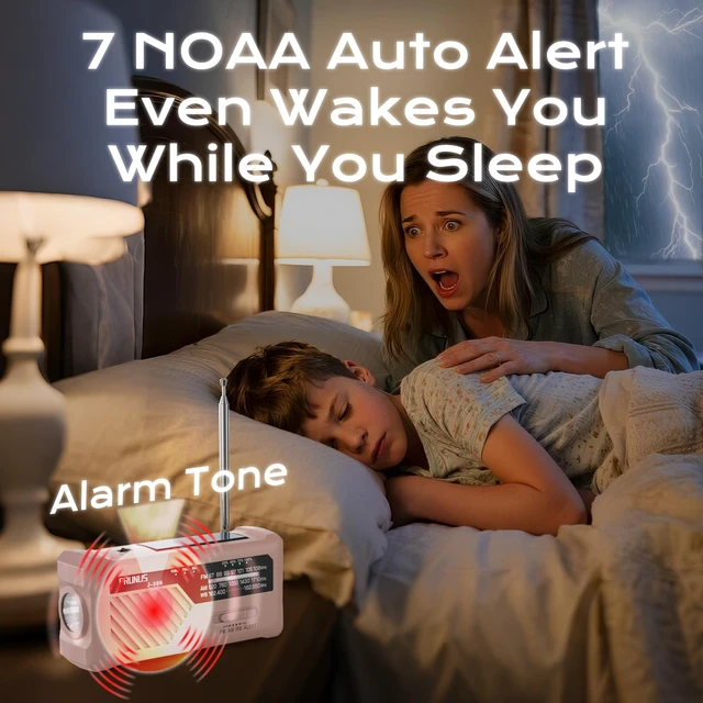 Alt view image 3 of 6 - J-366 Emergency Radio with 3 Charging Cables, NOAA Weather Alert 7400mWh/Solar/Hand Crank/USB-C Charging, Battery Operated, WB/AM/FM, SOS Alarm, Flashlight, Compact for Bag, NOAA Radio
