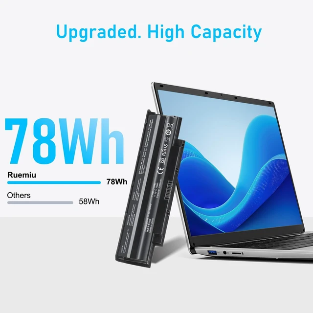 Alt view image 2 of 7 - Upgraded 78Wh J1KND Laptop Battery Replacement for Dell Compatible with Inspiron N4110 N5110 N5030 N7010 N5010 N4010 N5040 N7110 15 3520 Vostro 3450 3750 JIKND, and More