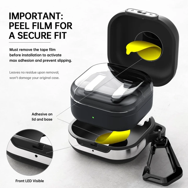Alt view image 2 of 7 - for Galaxy Buds 4 Pro Case & Galaxy Buds 4 Case (2026), Black Secure Lock Case with Keychain, Full-Body Shockproof Armor Protective Cover