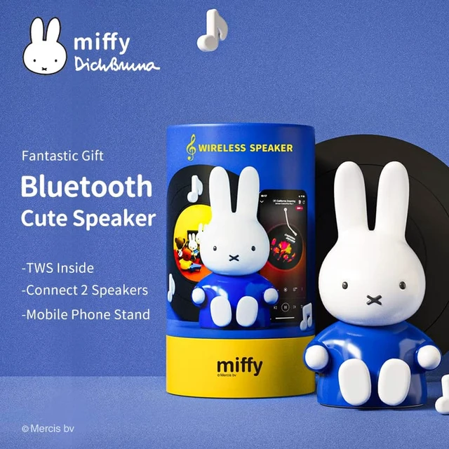 Alt view image 2 of 6 - Miffy Portable Bluetooth Speakers, Cute Portable Wireless Speakers with Loud Stereo Sound, Built-in Mic, TF-Card Slot, Dual Pairing,40H Playtime for Room, Desk Decor, for her (Lite-Blue)