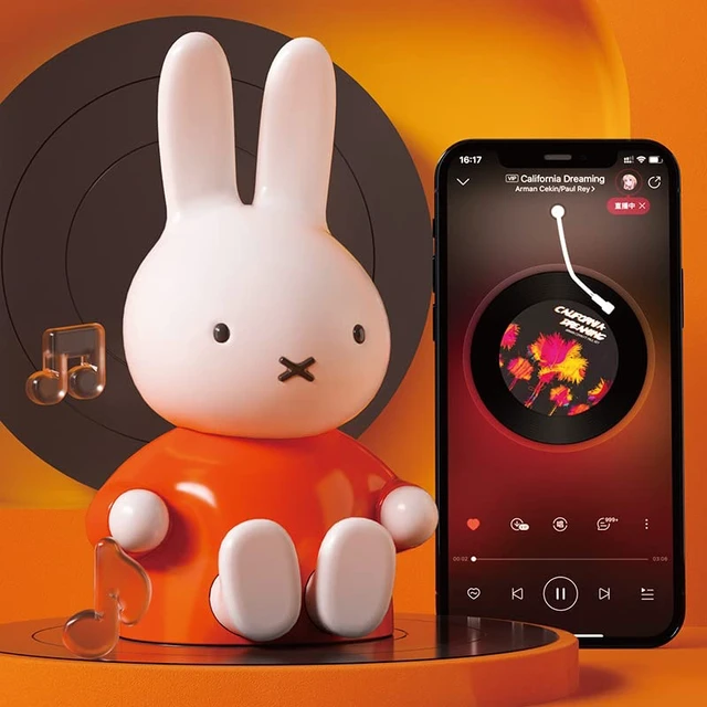 Alt view image 4 of 6 - Miffy Portable Bluetooth Speakers, Cute Portable Wireless Speakers with Loud Stereo Sound, Built-in Mic, TF-Card Slot, Dual Pairing,40H Playtime for Room, Desk Decor, for her (Lite-Blue)