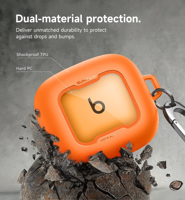 Alt view image 4 of 7 - for Beats Powerbeats Pro 2 Case Cover, Magnetic Locking Cases for Beats Powerbeats Pro 2 2025, Shockproof Bumper Protective Covers with Carabiner & Keyring & Cleaner Kit, Orange