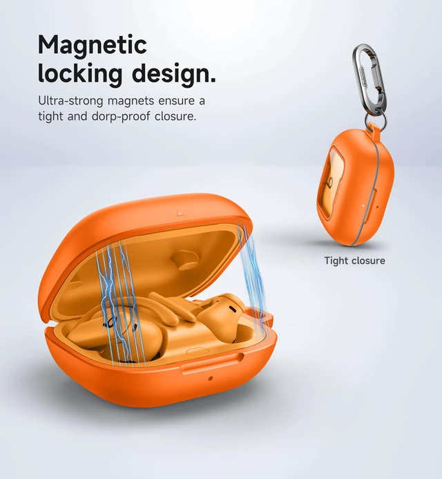 Alt view image 3 of 7 - for Beats Powerbeats Pro 2 Case Cover, Magnetic Locking Cases for Beats Powerbeats Pro 2 2025, Shockproof Bumper Protective Covers with Carabiner & Keyring & Cleaner Kit, Orange