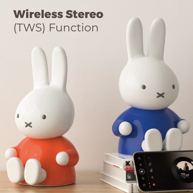Alt view image 5 of 6 - Miffy Portable Bluetooth Speakers, Cute Portable Wireless Speakers with Loud Stereo Sound, Built-in Mic, TF-Card Slot, Dual Pairing,40H Playtime for Room, Desk Decor, for her (Orange)