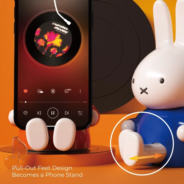 Alt view image 4 of 6 - Miffy Portable Bluetooth Speakers, Cute Portable Wireless Speakers with Loud Stereo Sound, Built-in Mic, TF-Card Slot, Dual Pairing,40H Playtime for Room, Desk Decor, for her (Orange)