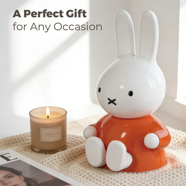 Alt view image 6 of 6 - Miffy Portable Bluetooth Speakers, Cute Portable Wireless Speakers with Loud Stereo Sound, Built-in Mic, TF-Card Slot, Dual Pairing,40H Playtime for Room, Desk Decor, for her (Orange)