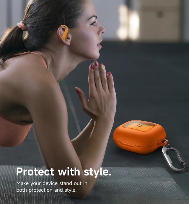 Alt view image 7 of 7 - for Beats Powerbeats Pro 2 Case Cover, Magnetic Locking Cases for Beats Powerbeats Pro 2 2025, Shockproof Bumper Protective Covers with Carabiner & Keyring & Cleaner Kit, Orange