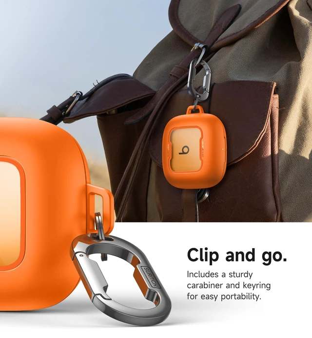 Alt view image 6 of 7 - for Beats Powerbeats Pro 2 Case Cover, Magnetic Locking Cases for Beats Powerbeats Pro 2 2025, Shockproof Bumper Protective Covers with Carabiner & Keyring & Cleaner Kit, Orange