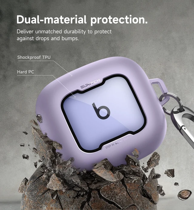 Alt view image 4 of 7 - for Beats Powerbeats Pro 2 Case Cover, Magnetic Locking Cases for Beats Powerbeats Pro 2 2025, Shockproof Bumper Protective Covers with Carabiner & Keyring & Cleaner Kit, Purple