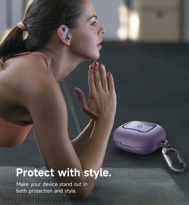 Alt view image 7 of 7 - for Beats Powerbeats Pro 2 Case Cover, Magnetic Locking Cases for Beats Powerbeats Pro 2 2025, Shockproof Bumper Protective Covers with Carabiner & Keyring & Cleaner Kit, Purple