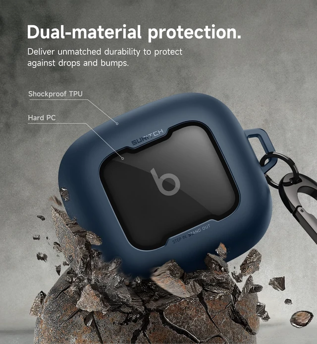 Alt view image 4 of 7 - for Beats Powerbeats Pro 2 Case Cover, Magnetic Locking Cases for Beats Powerbeats Pro 2 2025, Shockproof Bumper Protective Covers with Carabiner & Keyring & Cleaner Kit, Navy