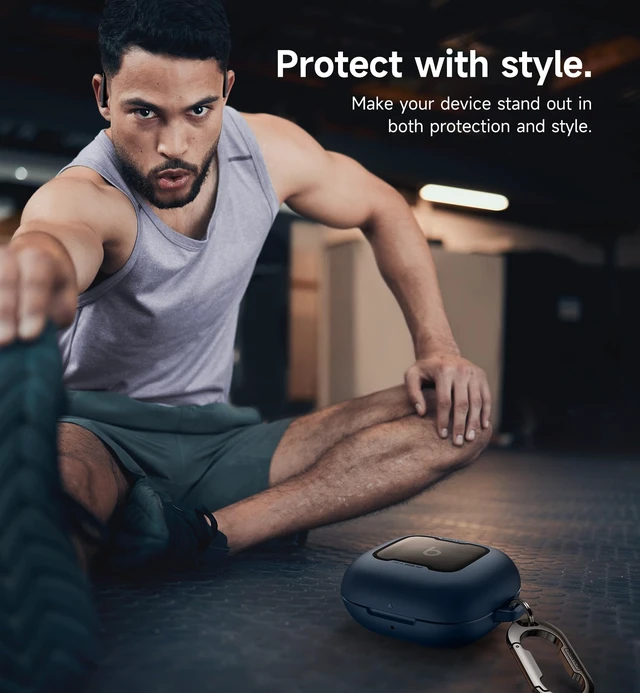 Alt view image 7 of 7 - for Beats Powerbeats Pro 2 Case Cover, Magnetic Locking Cases for Beats Powerbeats Pro 2 2025, Shockproof Bumper Protective Covers with Carabiner & Keyring & Cleaner Kit, Navy