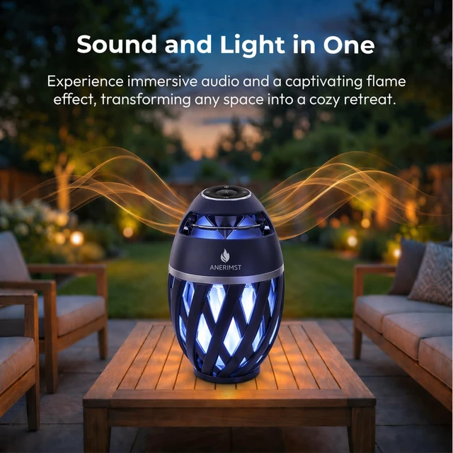 Alt view image 2 of 7 - for Dad, Outdoor Bluetooth Speakers with LED Torch Light Wireless & Waterproof Speaker for Garden, Patio, 360° Sound, 24-Hour Playtime for Men (Blue Light)
