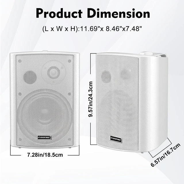 Alt view image 7 of 7 - 5.25 Inch 300W Indoor/Outdoor Bluetooth 5.1 Waterproof Wall-Mounted Speakers, Wireless Multi-Speaker Sync with IR Remote, for Patio, Garage, Home, Backyard(501BLE,White,Pair)