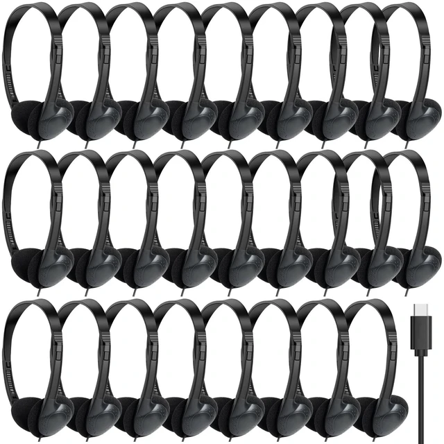 Main image of USB C Headphones Bulk 30 Pack for Classroom School Kids,USB Type C Headphones Wired Class Set for School Student Chidren Compatible with Pad Smartphones Black
