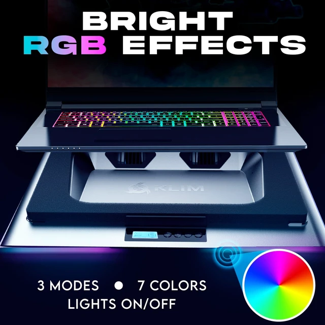 Alt view image 5 of 7 - Everest Laptop Cooling Pad with RGB Lights, Turbo Fan 4300 RPM, 14-17.3 in Helps Prevent Overheating and Extends Device Lifespan, Detachable Foam Seal, Bonus USB Port for Accessories