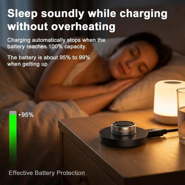 Alt view image 7 of 7 - Compatible with Oura Ring Gen 3 (Size13) Charger Fast Charging Dock with Infrared Sensing, Auto Stop Protection, Indicator, Non-Slip Base, Charger for Smart Ring Includes 59 Inch USB-C Cable