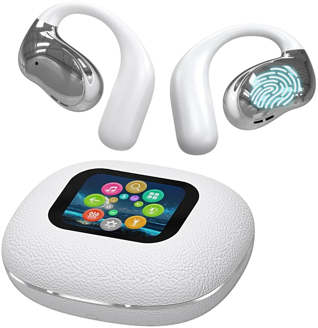 Main image of Open Ear Earbuds Ultra Comfort Wireless Bluetooth 5.4 Headphones Over The Ear Earbuds with Intelligent Touch Screen EarHooks IPX7 Waterproof Bone Conduction Earphones for Fitness Sports-White