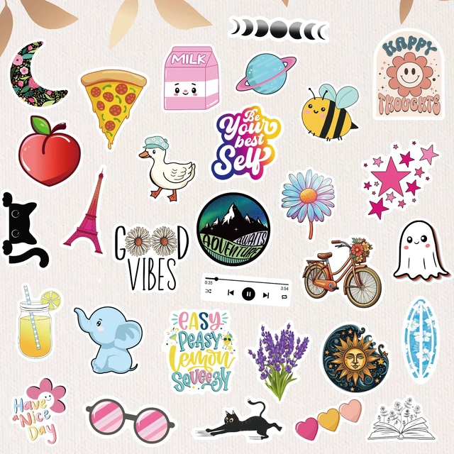Alt view image 2 of 7 - 300 Pcs Preppy Stickers, Summer Stickers for Water Bottles Girls, Laptop Accessory Waterproof, Cute Decals for Phone Waterbottle MacBook Cup, Summer Themed Stickers for Teens