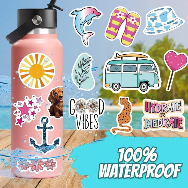 Alt view image 3 of 7 - 300 Pcs Preppy Stickers, Summer Stickers for Water Bottles Girls, Laptop Accessory Waterproof, Cute Decals for Phone Waterbottle MacBook Cup, Summer Themed Stickers for Teens