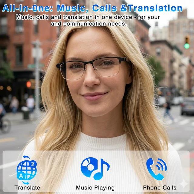 Alt view image 3 of 7 - Ai Translation Smart Glasses with Chat GPT, Bluetooth Glasses for Men Women 164+ Language & Accents, Translation Glasses Color-Change Lens, Open Ear Lighweight Eyeware