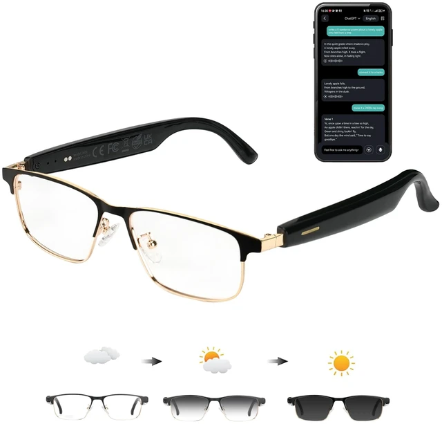 Main image of Ai Translation Smart Glasses with Chat GPT, Bluetooth Glasses for Men Women 164+ Language & Accents, Translation Glasses Color-Change Lens, Open Ear Lighweight Eyeware