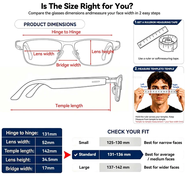 Alt view image 7 of 7 - Ai Translation Smart Glasses with Chat GPT, Bluetooth Glasses for Men Women 164+ Language & Accents, Translation Glasses Color-Change Lens, Open Ear Lighweight Eyeware