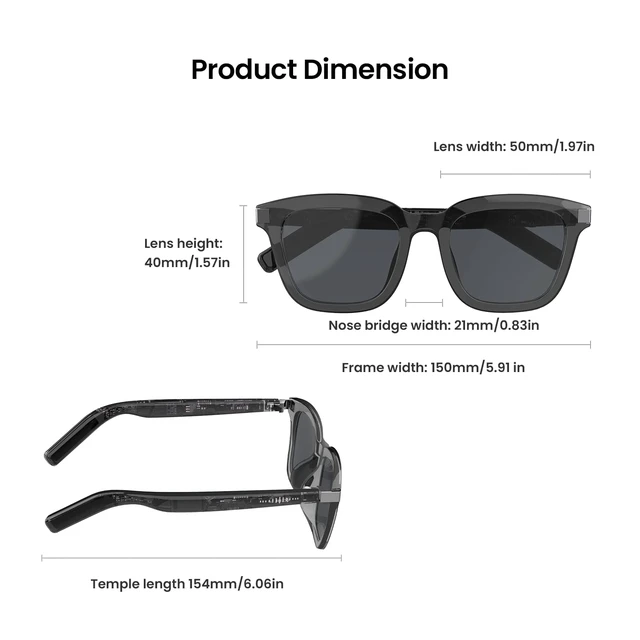 Alt view image 2 of 7 - G2 Bluetooth Smart Glasses with Speakers, Audio Sunglasses, UV400 Bluetooth audio smart glasses with speakers. No camera and no app required. Enjoy music, calls, touch control, UV400 and IPX4
