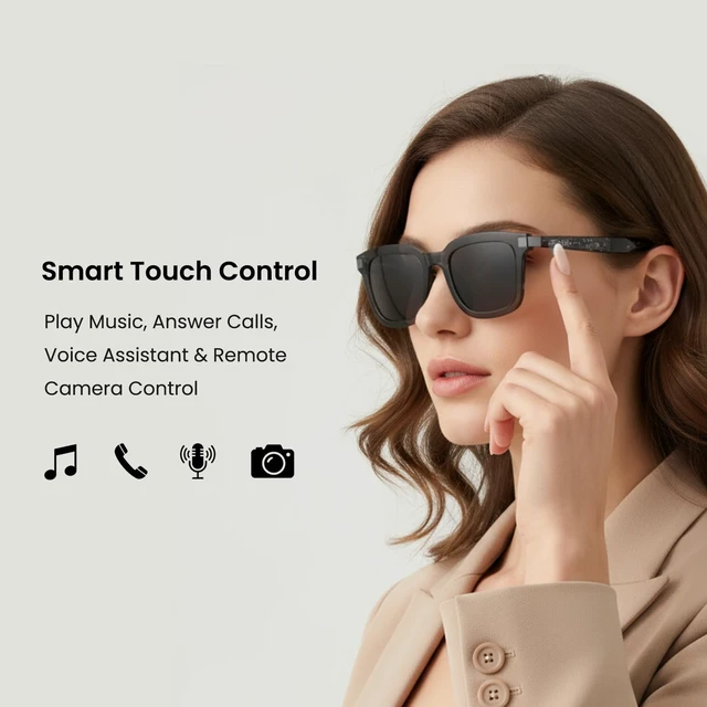Alt view image 3 of 7 - G2 Bluetooth Smart Glasses with Speakers, Audio Sunglasses, UV400 Bluetooth audio smart glasses with speakers. No camera and no app required. Enjoy music, calls, touch control, UV400 and IPX4