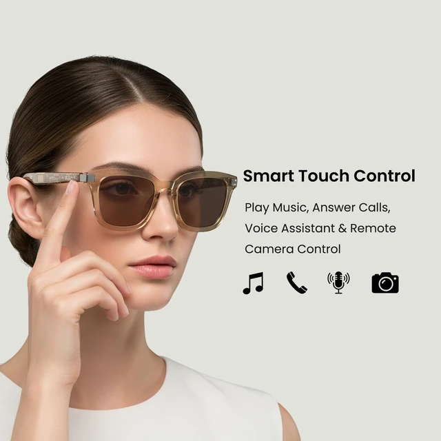 Alt view image 3 of 7 - G2 Bluetooth Smart Glasses with Speakers, Audio Sunglasses, UV400 Bluetooth audio smart glasses with speakers. No camera and no app required. Enjoy music, calls, touch control, UV400 and IPX4