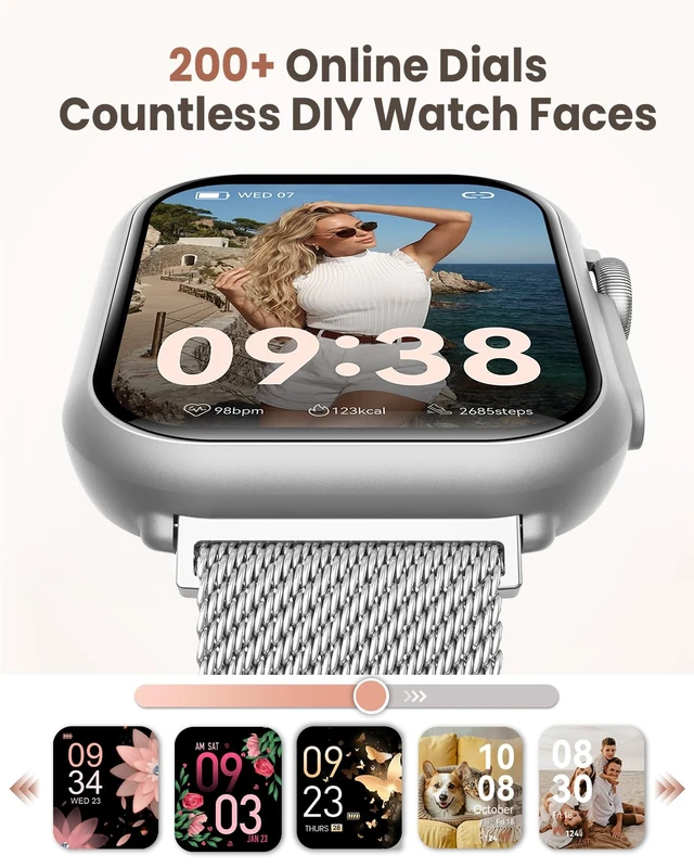 Alt view image 7 of 7 - Smart Watches for Women Android& iPhone, 1000mAh Battery, Health Monitoring 1.83" Fitness Tracking Smartwatches with 110+ Sports Modes 24/7 Heart Rate, Sleep, Messages and App Notifications, Silver