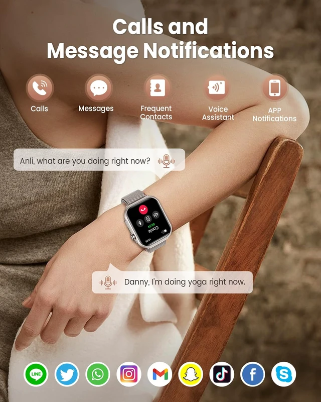 Alt view image 3 of 7 - Smart Watches for Women Android& iPhone, 1000mAh Battery, Health Monitoring 1.83" Fitness Tracking Smartwatches with 110+ Sports Modes 24/7 Heart Rate, Sleep, Messages and App Notifications, Silver